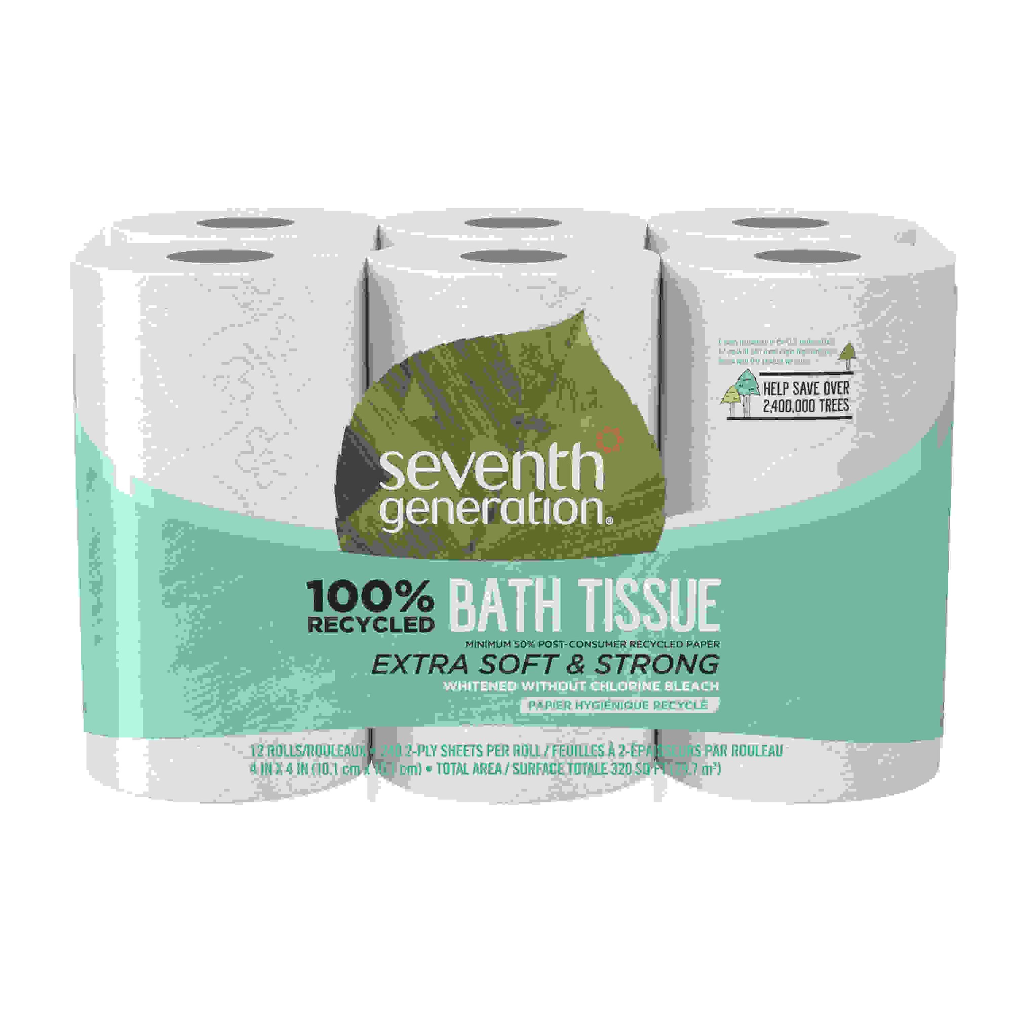 100% Recycled Bathroom Tissue, 2-Ply, White, 300 Sheets/Roll, 48/Carton