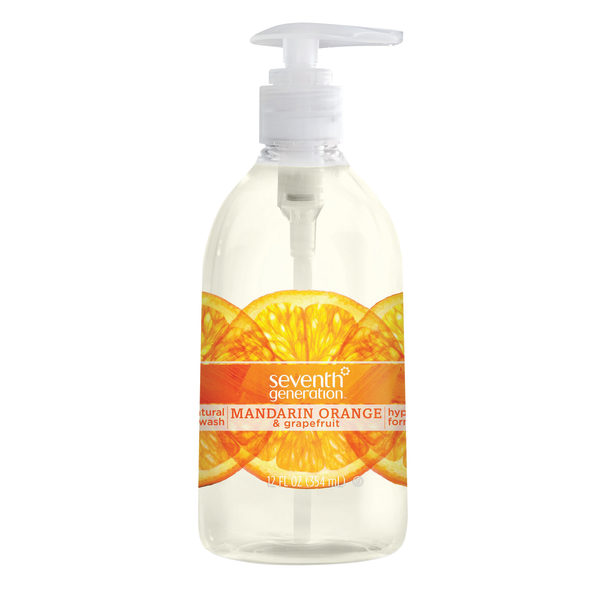 Natural Hand Wash, Mandarin Orange & Grapefruit, 12 oz Pump Bottle, 8/Carton