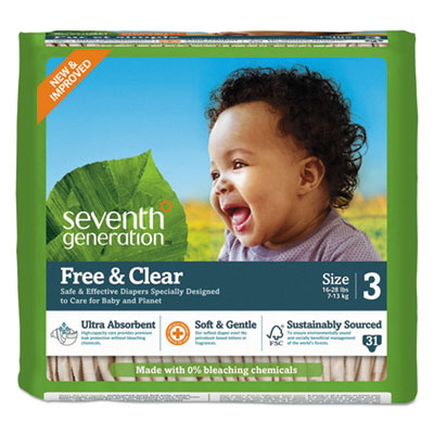 Free and Clear Baby Diapers, Size 3, 16 lbs to 24 lbs, 124/Carton