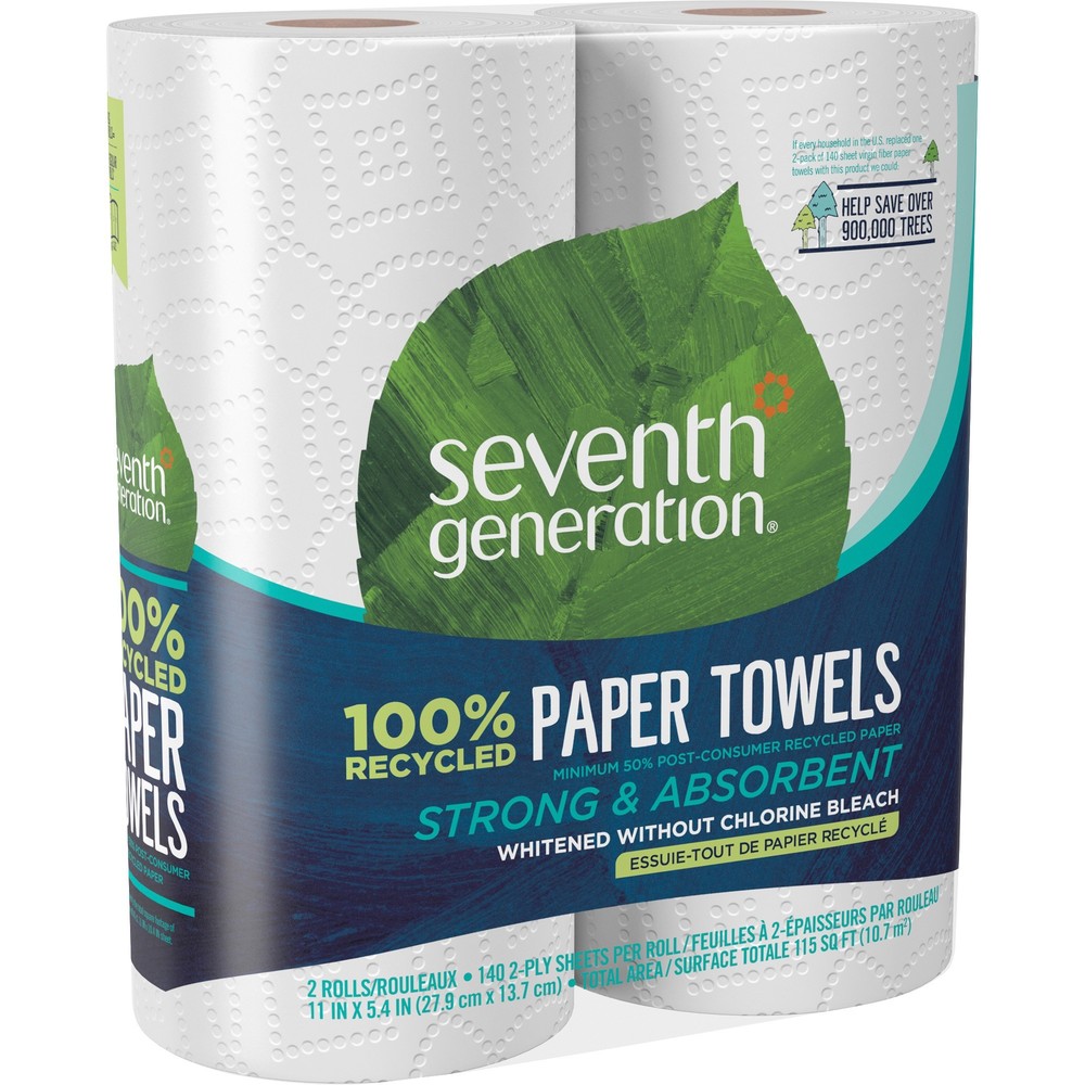 Seventh Generation Paper Towels,100% Recycled 140shts (12x2 CT)
