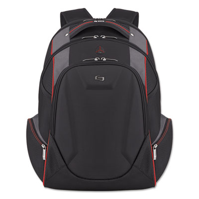 Active Laptop Backpack, 17.3", 12 1/2 x 8 x 19 1/2, Black/Gray/Red