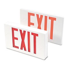 LED Exit Sign, Polycarbonate, 12 1/4" x 2 1/2" x 8 3/4", White