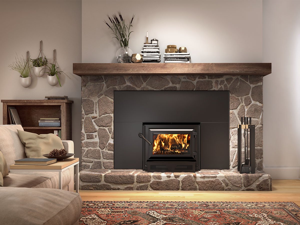 Medium Sized Single Door Wood Burning Stove and Blower with 1800 Sq Ft Max Heating Space - HEI170