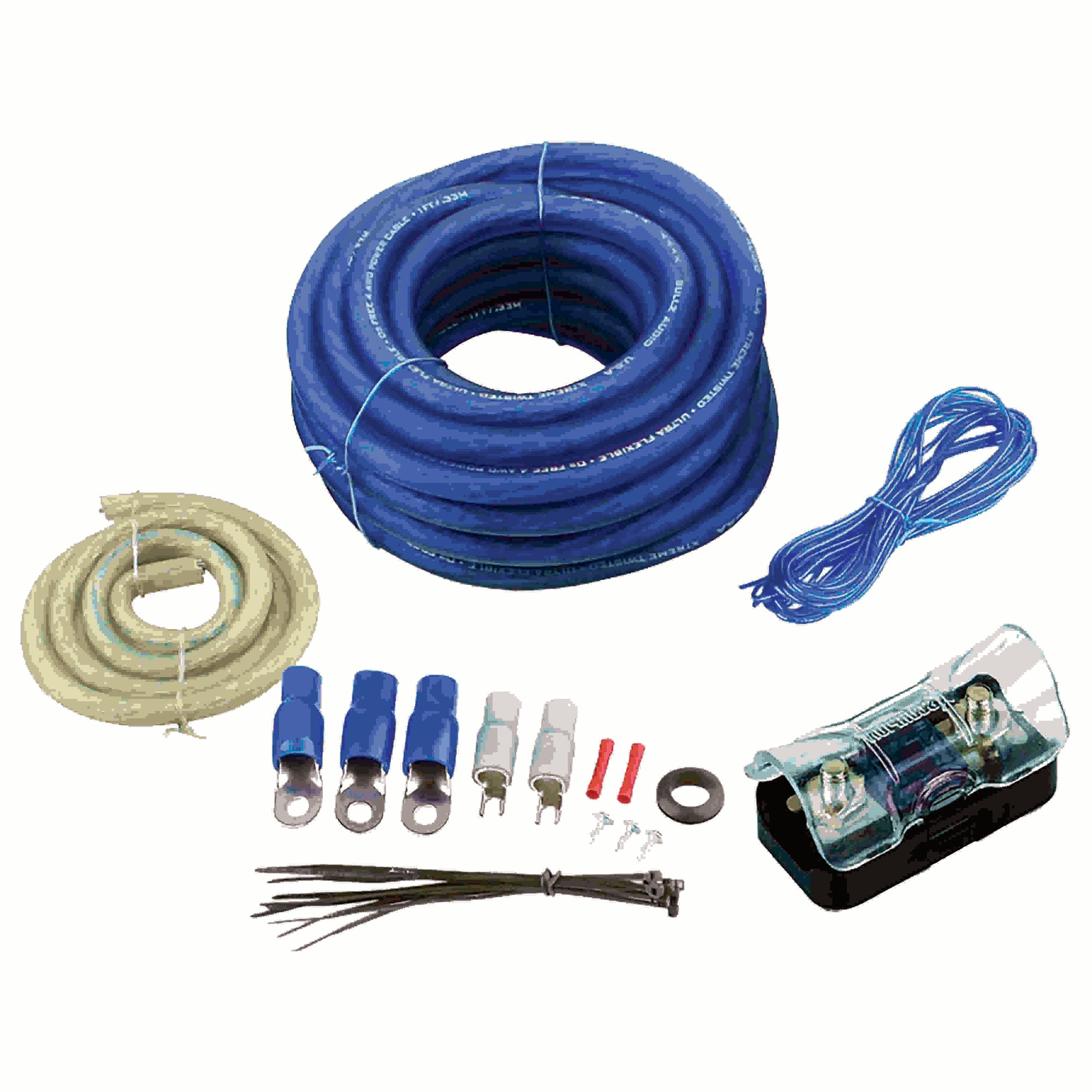 Amplifier Wiring Kit 4Ga;Bullzaudio;Blue/Gold Edition; Box
