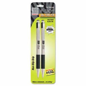 F-301 Retractable Ballpoint Pen, Black Ink, Fine, 2/Pack