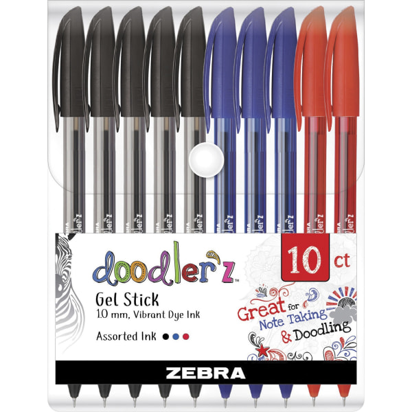 Doodler'z Gel Pen, Stick, Bold 1 mm, Assorted Ink and Barrel Colors, 10/Pack